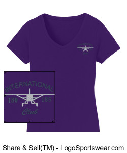 Ladies V-Neck Tee Purple Design Zoom